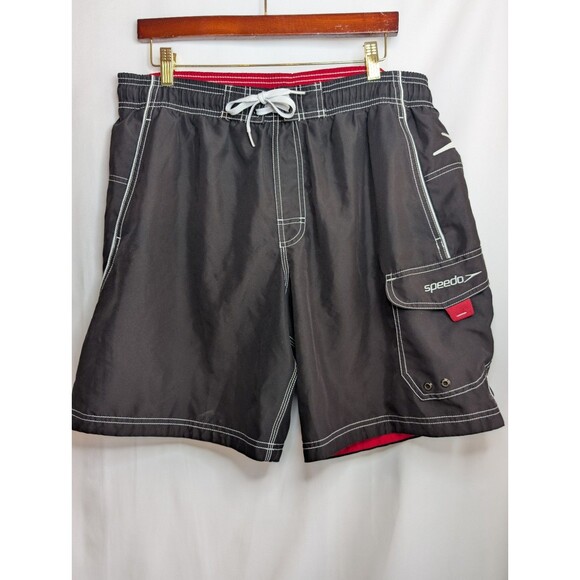 SPEEDO Swim Trunks Mens M Medium Black Board Shorts Beach Summer Surfing - Picture 1 of 7